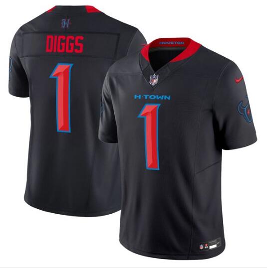 Men's Houston Texans #1 Stefon Diggs Navy 2024 2nd Alternate F.U.S.E Vapor Stitched jersey